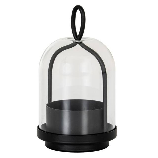 Lemon Pavilion Furniture and Decor Nyx Large Candle Holder with Glass Cloche - L10 x W10 x H23 cm - Black - image 1