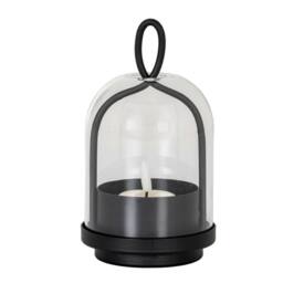 Lemon Pavilion Furniture and Decor Nyx Large Candle Holder with Glass Cloche - L10 x W10 x H23 cm - Black - thumbnail 2