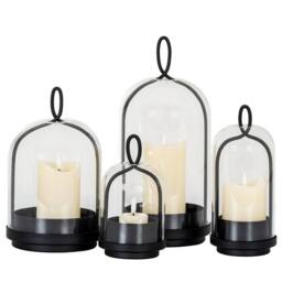 Lemon Pavilion Furniture and Decor Nyx Large Candle Holder with Glass Cloche - L10 x W10 x H23 cm - Black - thumbnail 4