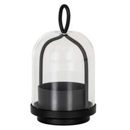 Lemon Pavilion Furniture and Decor Nyx Large Candle Holder with Glass Cloche - L10 x W10 x H23 cm - Black