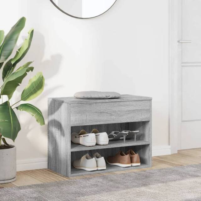 Berkfield Home Shoe Bench Grey Sonoma 60x30x45 cm Engineered Wood - Size: 60 x 30 x 45 cm - image 1