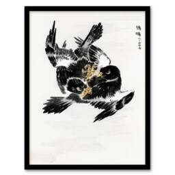 Artery8 Numata Kashu Framed Wall Art Jungle Nightjar Bird Fight Japan - Size: A4 - thumbnail 1