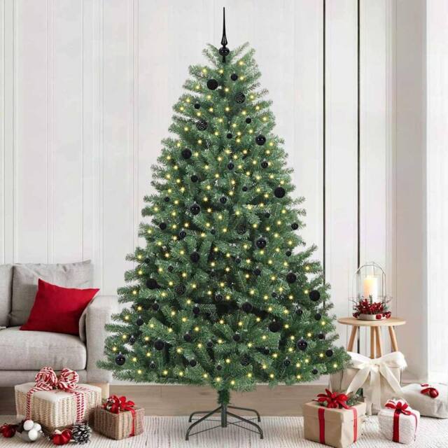 Berkfield Home Artificial Hinged Christmas Tree Green 240 cm PVC & Metal - image 1