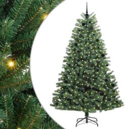 Berkfield Home Artificial Hinged Christmas Tree Green 240 cm PVC & Metal - thumbnail 2