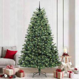 Berkfield Home Artificial Hinged Christmas Tree Green 240 cm PVC & Metal