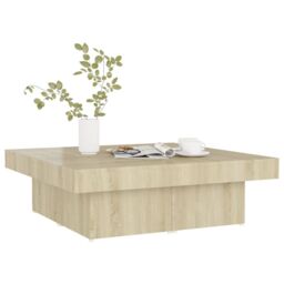 Berkfield Home Coffee Table Sonoma Oak 90x90x28 cm Engineered Wood in Brown - Size: 90 x 90 x 28 cm - thumbnail 3