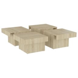 Berkfield Home Coffee Table Sonoma Oak 90x90x28 cm Engineered Wood in Brown - Size: 90 x 90 x 28 cm - thumbnail 4