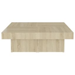 Berkfield Home Coffee Table Sonoma Oak 90x90x28 cm Engineered Wood in Brown - Size: 90 x 90 x 28 cm - thumbnail 5