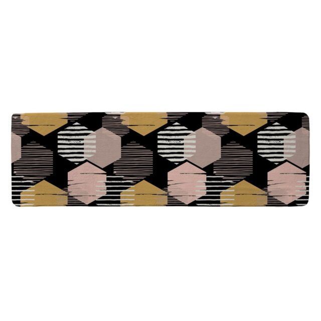 Benjamin Tate Design Yellow White & Pink Hexagons Runner Rug in Natural - Size: 67 cm x 230 cm - image 1