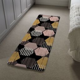 Benjamin Tate Design Yellow White & Pink Hexagons Runner Rug in Natural - Size: 67 cm x 230 cm - thumbnail 4