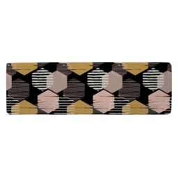 Benjamin Tate Design Yellow White & Pink Hexagons Runner Rug in Natural - Size: 67 cm x 230 cm - thumbnail 1