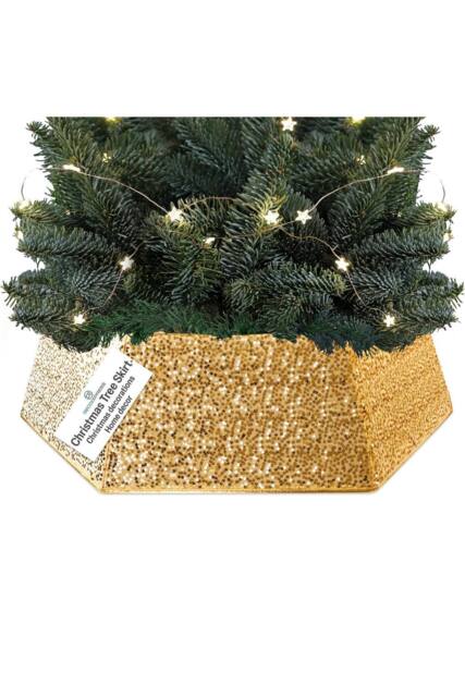 Deco Express Christmas Tree Skirt Gold Xmas Décor Decoration - image 1