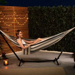 VonHaus 2 Person Freestanding Outdoor Hammock with Stand in White - Size: 1 Pack - thumbnail 4