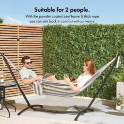 VonHaus 2 Person Freestanding Outdoor Hammock with Stand in White - Size: 1 Pack - thumbnail 3