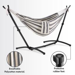 VonHaus 2 Person Freestanding Outdoor Hammock with Stand in White - Size: 1 Pack - thumbnail 9