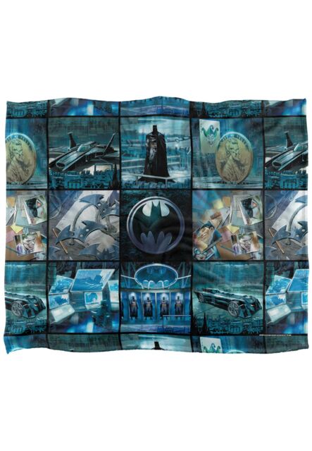 Batman Blanket, 152x127 cm, Batcave Tiles Silky Touch Super Soft Throw Blanket in White - Size: 152x127 cm - image 1