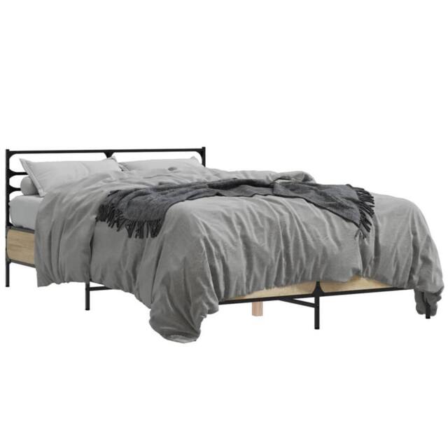 Berkfield Home Bed Frame without Mattress Sonoma Oak 120x190 cm Small Double in Light Tan - image 1