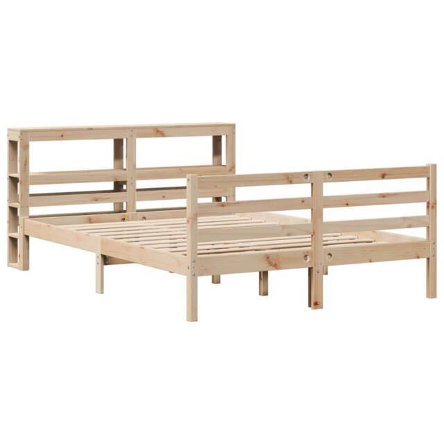 Berkfield Home Beautiful Bed Frame without Mattress 120x200 cm Solid Wood Pine in Light Tan - Size: Small Double - image 1