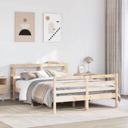 Berkfield Home Beautiful Bed Frame without Mattress 120x200 cm Solid Wood Pine in Light Tan - Size: Small Double - thumbnail 2
