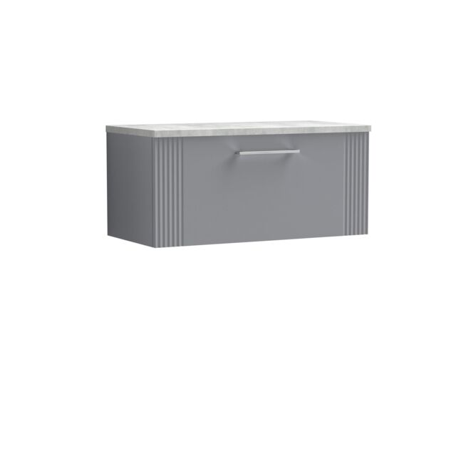Balterley 1 Drawer Wall Hung Vanity Unit Grey Laminate Worktop, Grey 800mm - image 1