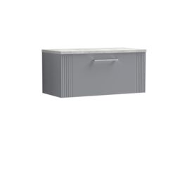 Balterley 1 Drawer Wall Hung Vanity Unit Grey Laminate Worktop, Grey 800mm