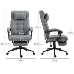 VINSETTO Ergonomic Office Chair Adjustable Height Rolling Swivel with Armrest in Light Grey - thumbnail 3