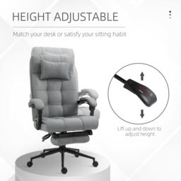 VINSETTO Ergonomic Office Chair Adjustable Height Rolling Swivel with Armrest in Light Grey - thumbnail 4
