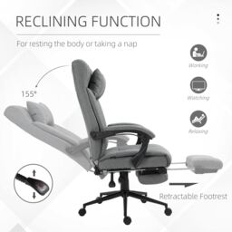 VINSETTO Ergonomic Office Chair Adjustable Height Rolling Swivel with Armrest in Light Grey - thumbnail 5