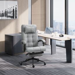 VINSETTO Ergonomic Office Chair Adjustable Height Rolling Swivel with Armrest in Light Grey