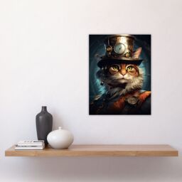 "Artery8 Top Hat Magic Cat Fun Steampunk Cat Explorer Artwork Unframed Wall Art Print Poster Home Decor Premium - Size: W12"" x H16""" - thumbnail 4