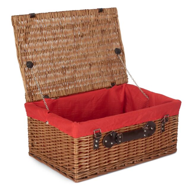 Red Hamper Wicker 56cm Double Steamed Picnic Hamper Basket With Red Lining in Natural - image 1