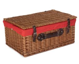 Red Hamper Wicker 56cm Double Steamed Picnic Hamper Basket With Red Lining in Natural - thumbnail 2