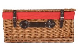 Red Hamper Wicker 56cm Double Steamed Picnic Hamper Basket With Red Lining in Natural - thumbnail 4
