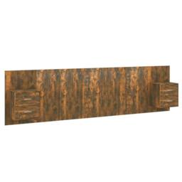 Berkfield Home Classic Bed Headboard with Cabinets Smoked Oak Engineered Wood in Brown - thumbnail 3