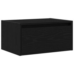 Berkfield Home Wall-mounted Bedside Cabinet with LED Lights Black Oak - thumbnail 6