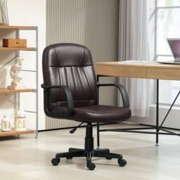 STILVORA Swivel Office Chair with Adjustable Height, Dark Brown - thumbnail 2
