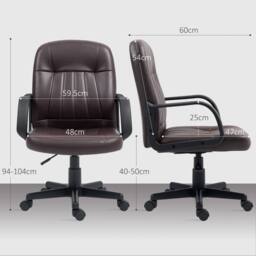 STILVORA Swivel Office Chair with Adjustable Height, Dark Brown - thumbnail 3