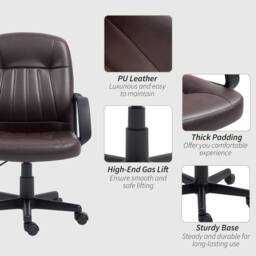 STILVORA Swivel Office Chair with Adjustable Height, Dark Brown - thumbnail 8