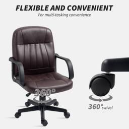 STILVORA Swivel Office Chair with Adjustable Height, Dark Brown - thumbnail 7