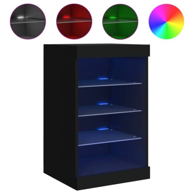 Berkfield Home Sideboard with LED Lights Black 41x37x67 cm - Size: 41 x 37 x 67 cm - image 1