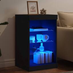 Berkfield Home Sideboard with LED Lights Black 41x37x67 cm - Size: 41 x 37 x 67 cm - thumbnail 4