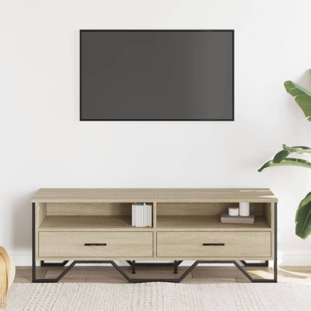 Berkfield Home TV Cabinet Sonoma Oak 122x34x41 cm Engineered Wood in Light Tan - Size: 122 x 34 x 41 cm - image 1