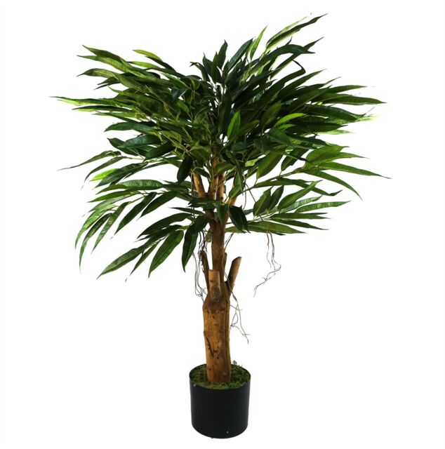 Leaf 100cm Longifolia Ficus Tree Artificial in Green - image 1