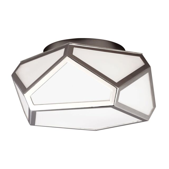 Loops 2 Bulb Flush Light Low Ceiling Polished Nickel Finish LED E27 60W Bulb in Metallics