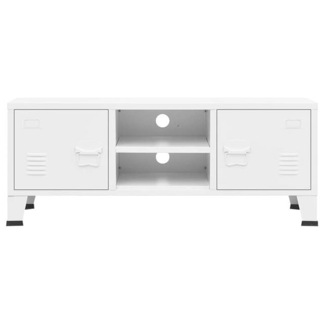 Berkfield Home Industrial TV Cabinet White 105x35x42 cm Metal - Size: 105 x 35 x 42 cm - image 1