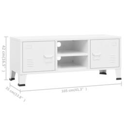 Berkfield Home Industrial TV Cabinet White 105x35x42 cm Metal - Size: 105 x 35 x 42 cm - thumbnail 9
