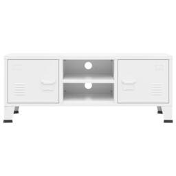 Berkfield Home Industrial TV Cabinet White 105x35x42 cm Metal - Size: 105 x 35 x 42 cm - thumbnail 1