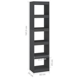 Berkfield Home Book Cabinet/Room Divider Grey 40x30x167.5 cm Solid Pinewood - thumbnail 8