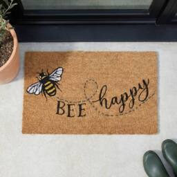 Garden Greatness Bumble Bee Happy Printed Coir Doormat - Size: 45 cm x 75 cm - thumbnail 1