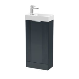 Balterley Retro Floor Standing Bathroom Vanity Basin Unit - 400mm - Dark Grey - thumbnail 1